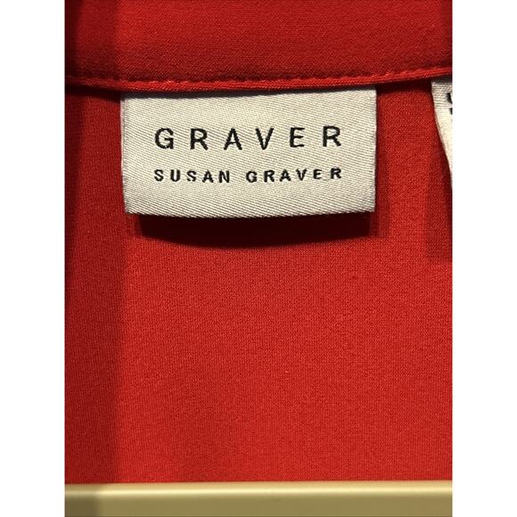 SUSAN GRAVER Woman 2x Red Jersey Knit Blazer Roll Tab Sleeves 1 Button Holiday - Picture 6 of 14